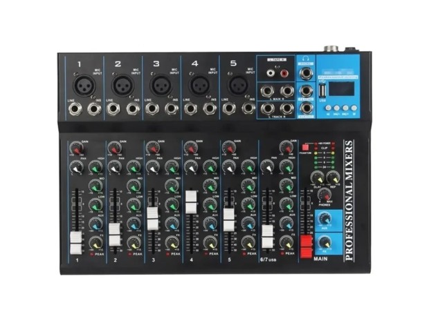 &uu MIXER MEZCLADORA DE AUDIO 7 CANALES F-7